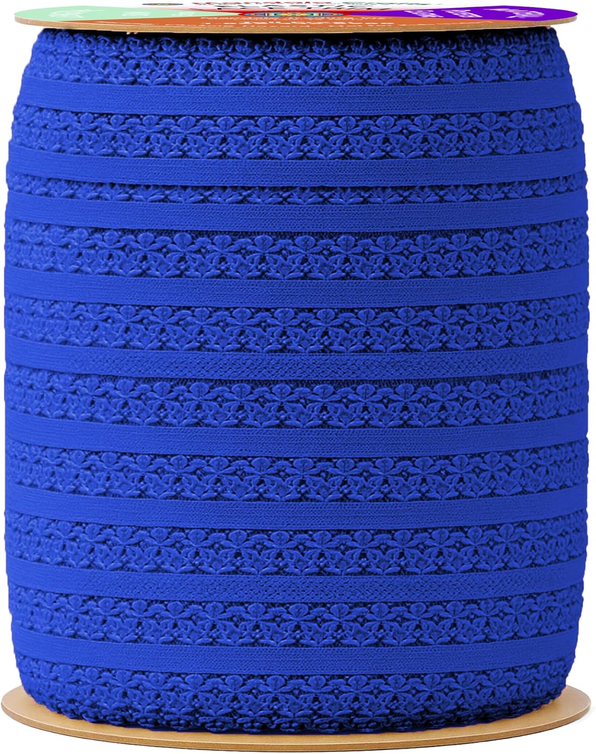 Mandala Crafts Royal Blue Stretch Lace Soft Elastic Trim Roll - 55 Yards 1 Inch Wide Stretchy Frilly Picot Ribbon for Sewing Lingerie, Headbands, Underwear, and Crafts