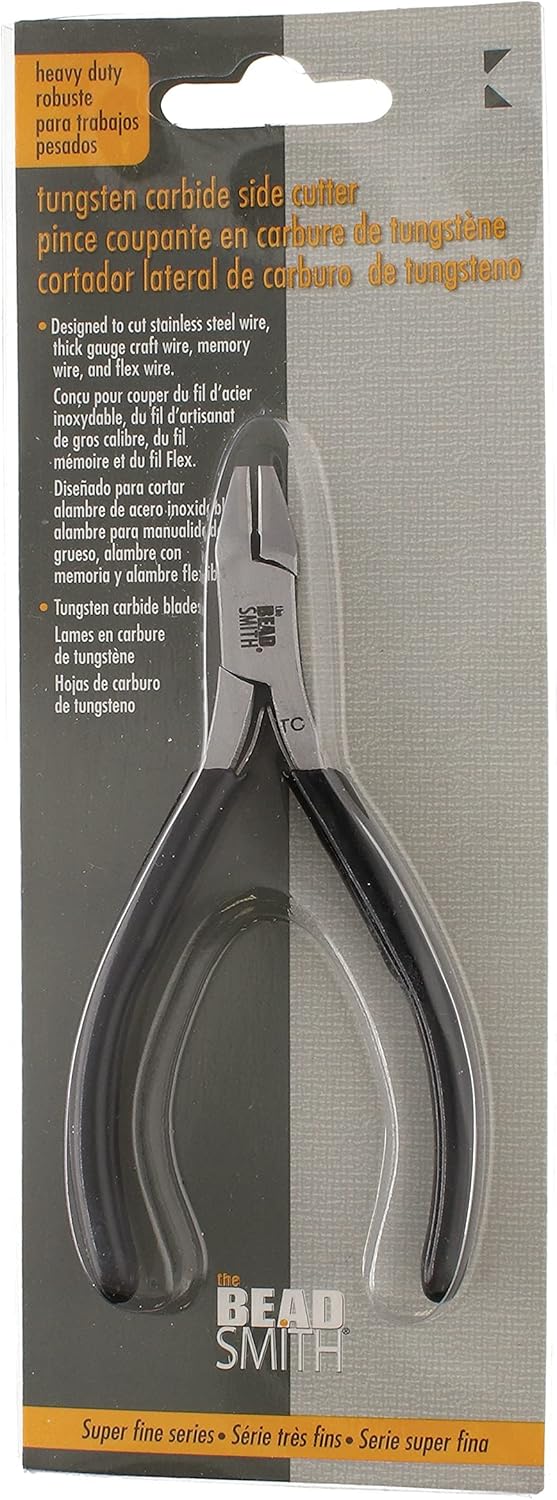 The Beadsmith Heavy Duty Side Cutter – Tungsten Carbide Blade – 4.5 inches (115mm) – Steel Head and Double-Leaf Spring – Designed to Cut Up to 16 Gauge Stainless Steel Wire –Tool for Jewelry Making
