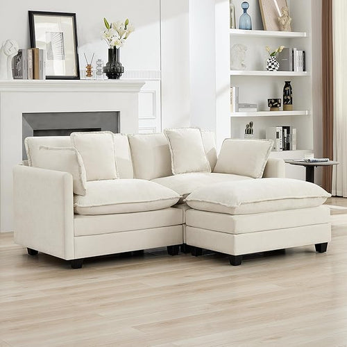 76'' Cloud Deep Seat Loveseat, Upholstered Chenille Modular 2-Seats Sectional by WUTUTUEE