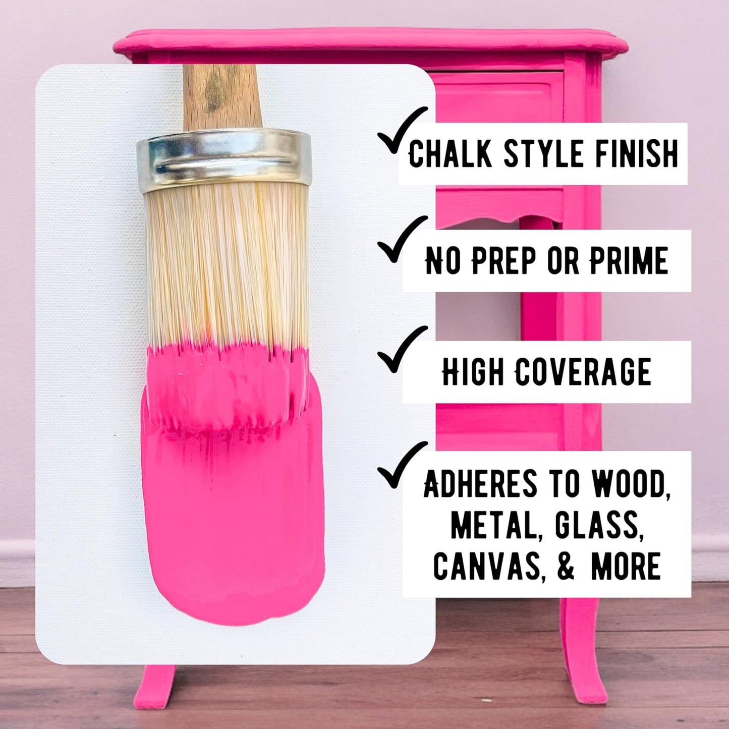 Daydream Apothecary Premium Chalk Style Paint for Furniture, Home Décor, Wood, DIY Interior Projects, Quick Dry, No Prep or Prime Needed, Matte Hot Pink - 16oz