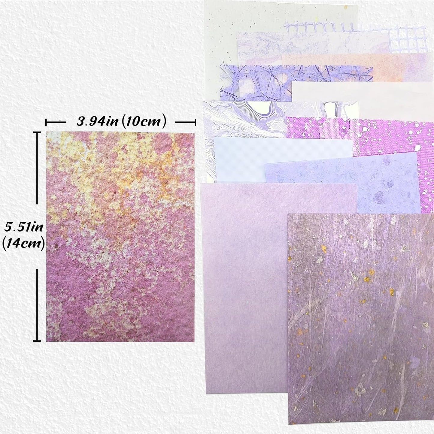 42 Sheets Textured Scrapbook Paper and Mesh Fabric Assorted Set, Junk Journal Supplies Assorted Set, Special Paper for Scrapbooking Materials Card Embellishments 3.9x5.5 Inch (Purple)