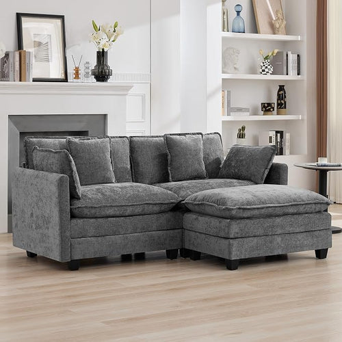 76'' Cloud Deep Seat Loveseat Sofa, Upholstered Chenille Modular 2-Seats by WUTUTUEE