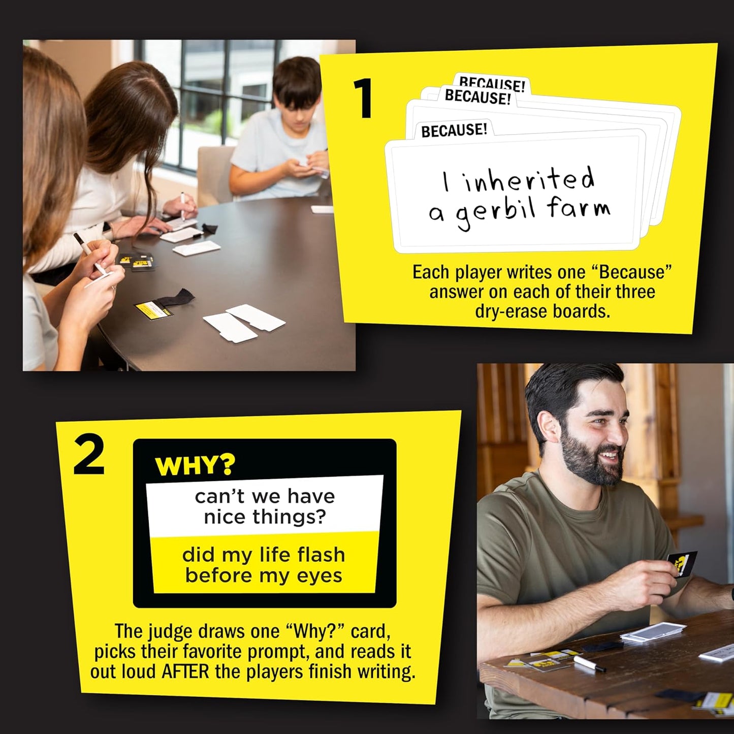 Fat Brain Toys Why Because Party Game for Families Friends or Adults 3-6 Players Ages 12+, Card Game with Funny Answers, Fun Games