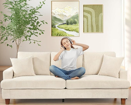 87in Corduroy Couch, Kidirect Sofa No Tool Assembly, Comfy Couches by Kidirect