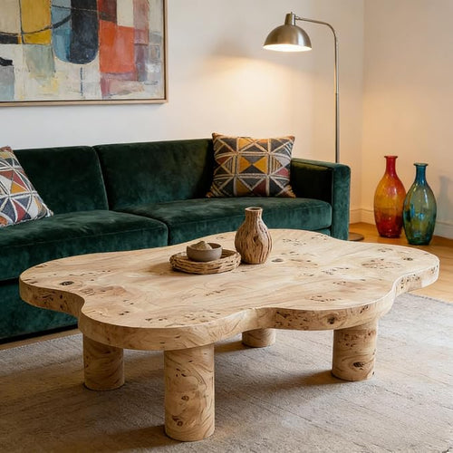 40" Cloud Coffee Table with 4 Round Table Legs, Modern Irregular Center Table by BSYEIO