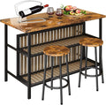 AWQM Kitchen Island with Seating & Storage Shelf, Wooden Island Table by AWQM