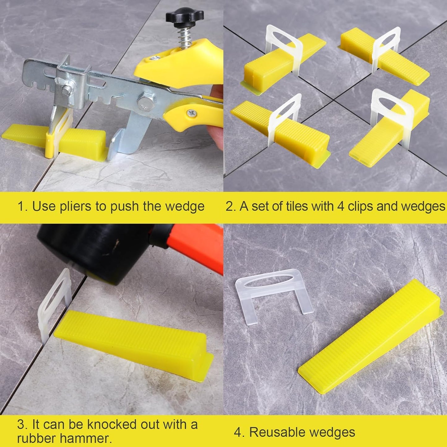 DGSL Tile Leveling System Tile Wedges, 600PCS Reusable Tile Leveling Wedges for 1/8", 1/16", 1/32" Tile Spacers, Tile Leveling Clips and Tile Leveler Installation
