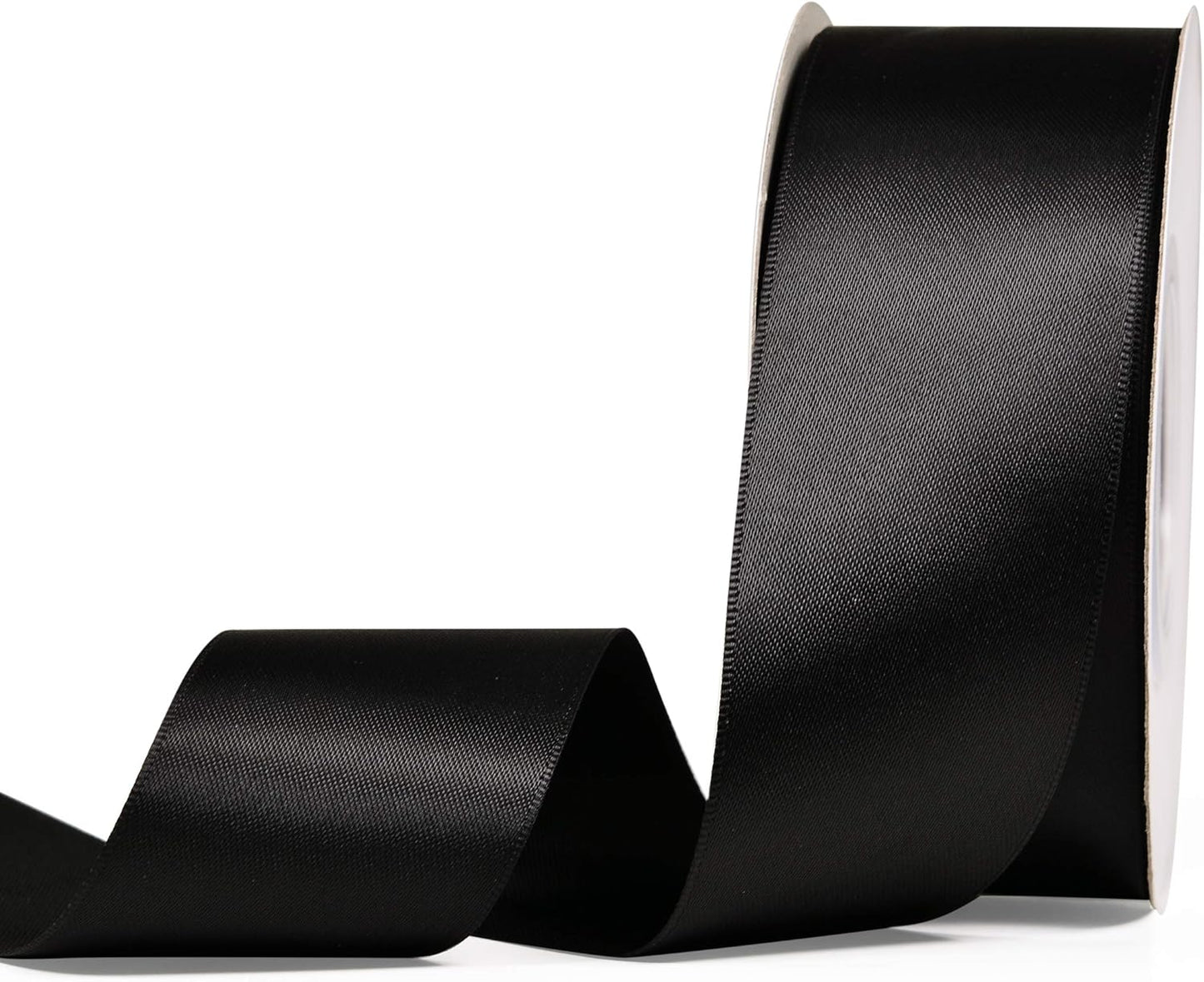YAMA Double Face Satin Ribbon - 1 1/2 Inch 25 Yards for Gift Wrapping Ribbons Roll, Black