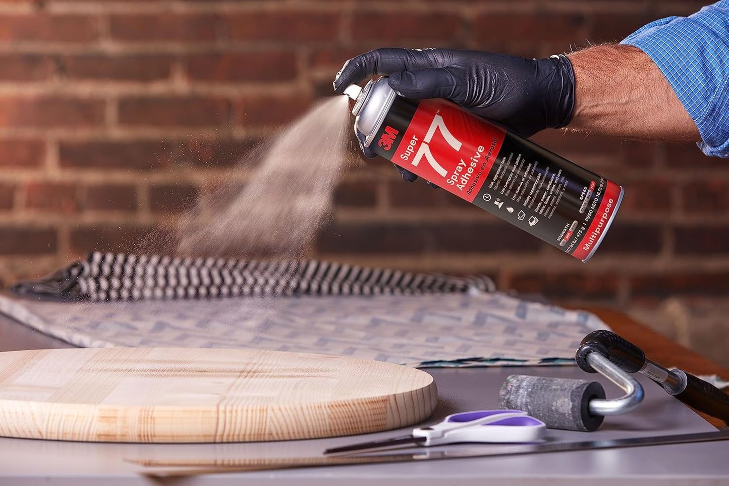 3M Super 77 Multipurpose Permanent Spray Adhesive Glue, Paper, Cardboard, Fabric, Plastic, Metal, Wood, Net Wt 16.75 oz