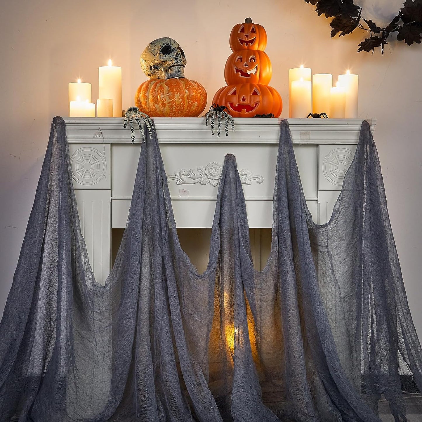 Boao Halloween Cheese cloth 85 x 197 Inch Gray Cheesecloth Roll for Crafts Large Cotton Muslin Gauze Fabric for Halloween Outdoor & Indoor Spooky Decoration