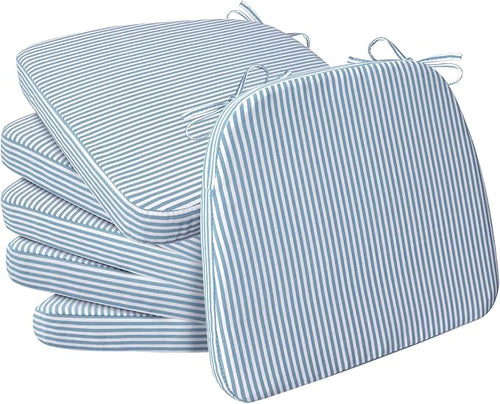 AAAAAcessories D-Shaped Chair Cushions, Machine-Washable Cover, Pinstripe Blue by AAAAAcessories