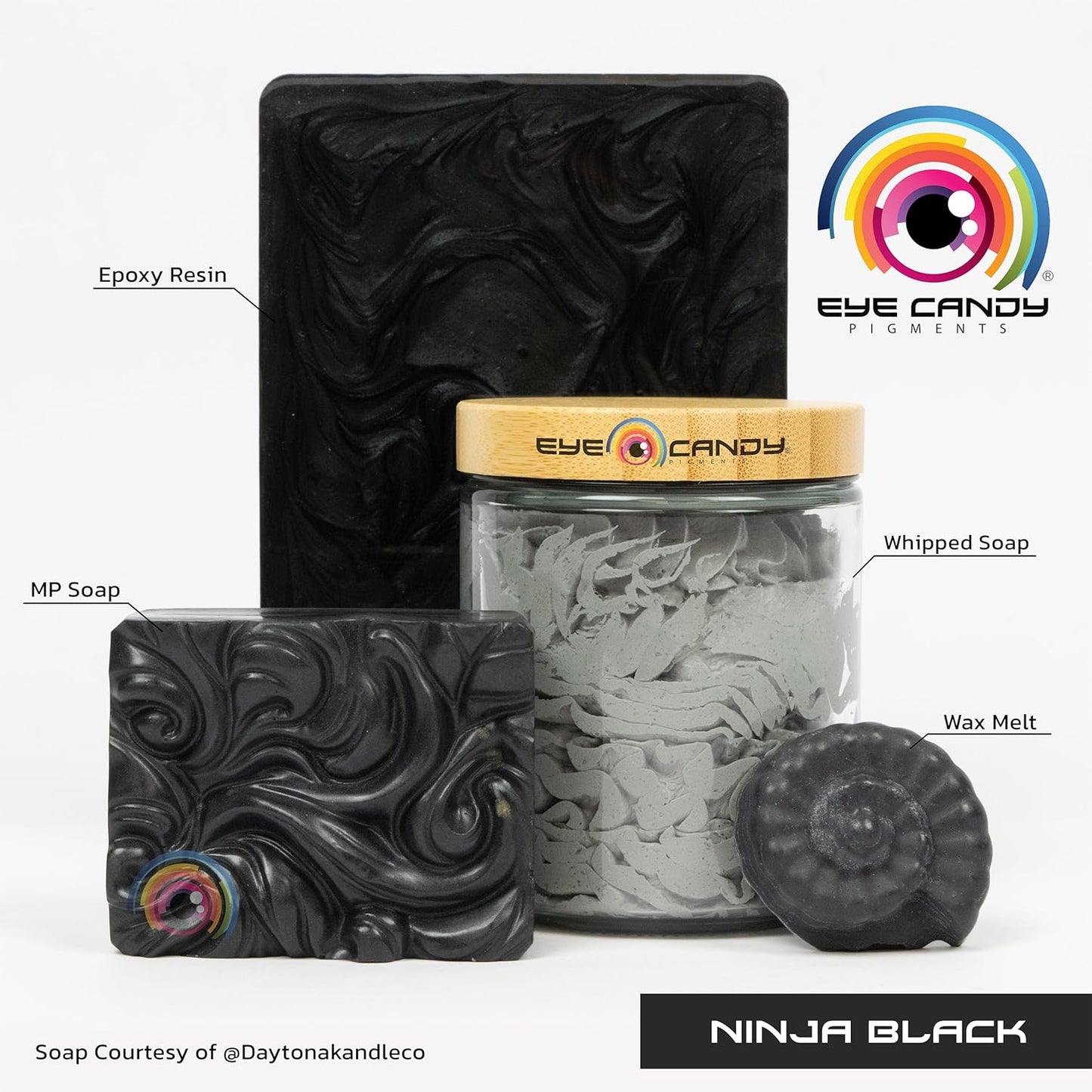 Eye Candy Premium Mica Powder Pigment “Ninja Black” (25g) Multipurpose DIY Arts and Crafts Additive | Woodworking, Epoxy, Resin, Bath Bombs, Paint, Soap, Nail Polish, Lip Balm (Ninja Black, 25G)