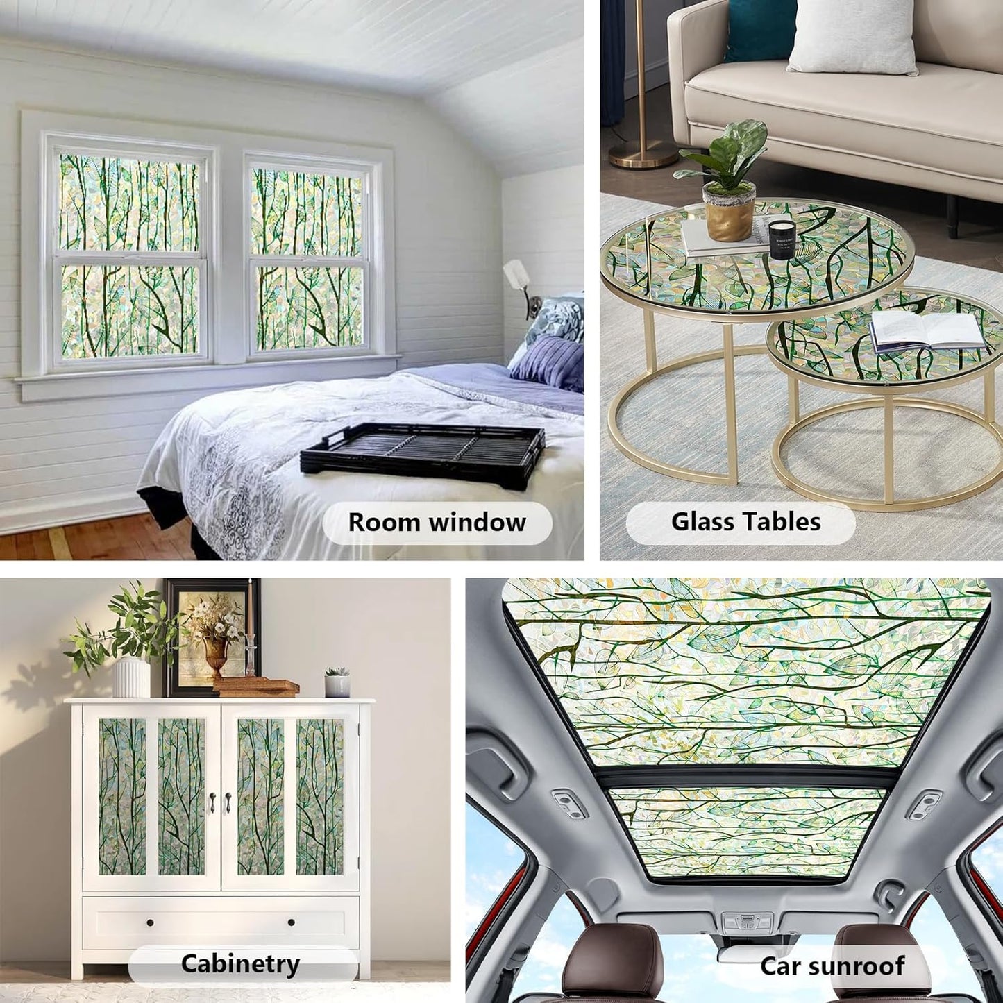 Finnez Window Privacy Film Window Film 3D No Glue Glass Sticker for Glass Door Home and Office Heat Control Anti UV (23.6 Inch x 13.1 Feet, Rainbow Grove)