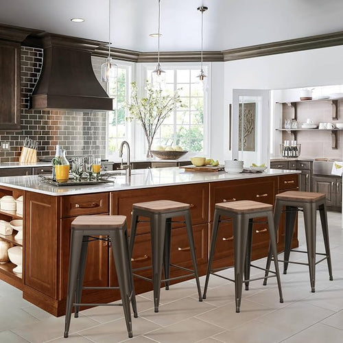 30" Backless Metal Counter Stool Height Bar Stools by HAOBOHOME