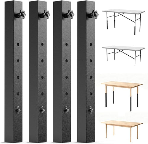4-Pack Adjustable Folding Table Legs Extension, Heavy-Duty Steel Square by YUEYIN
