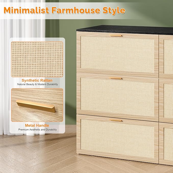 VINGLI Full Size Rattan Murphy Bed - Image 7