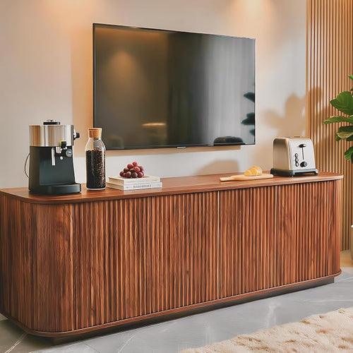 64" Fluted TV Stand for TVs up to 75 inch, Modern Entertainment Center by Rumiiro