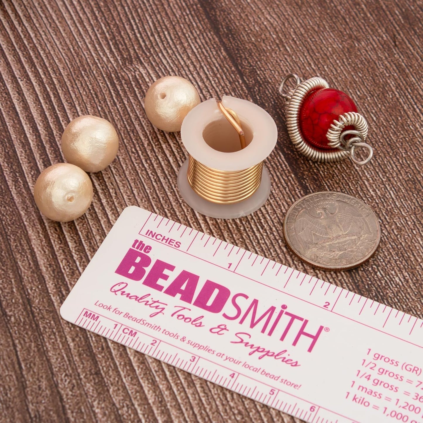 The Beadsmith Craft Wire Assortment - Tarnish-Resistant Copper Wire for Jewelry Making, 6-Pack, 0.75-Inch Mini Spools, Varying Lengths, 16-24 Gauge, Gold Color, Medium Temper