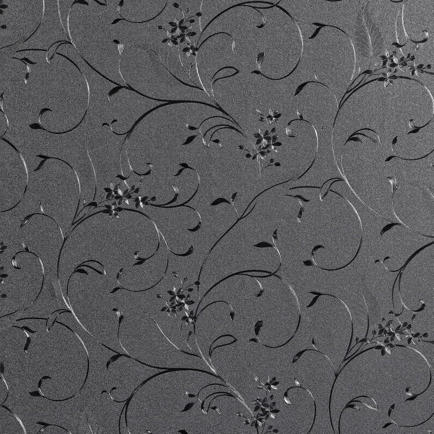 Mikomer Total Blackout Window Film,100% Light Blocking Privacy Glass Door Film Etched Flowers,Room Darkening Window Cling,No Glue/Heat Control/Anti UV for Day Sleep & High Privacy,35In. by 118In.