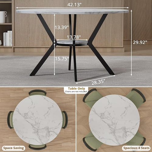 42" Round Dining Table for 2-4, Modern Kitchen Table - Image 2