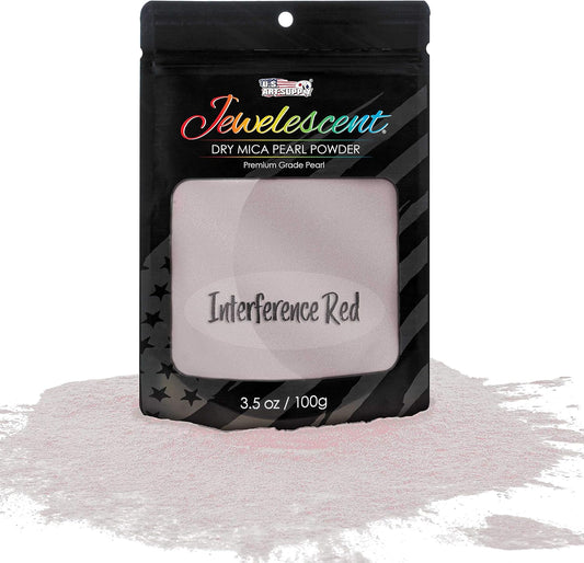 U.S. Art Supply Jewelescent Mica Pearl Pigment Powder, Interference Red 3.5 oz (100g) Pouch - Cosmetic Grade, Epoxy Resin Color Pigment, Mica Powder for Resin, Soap, Slime, Candle Dye, Art, Crafts