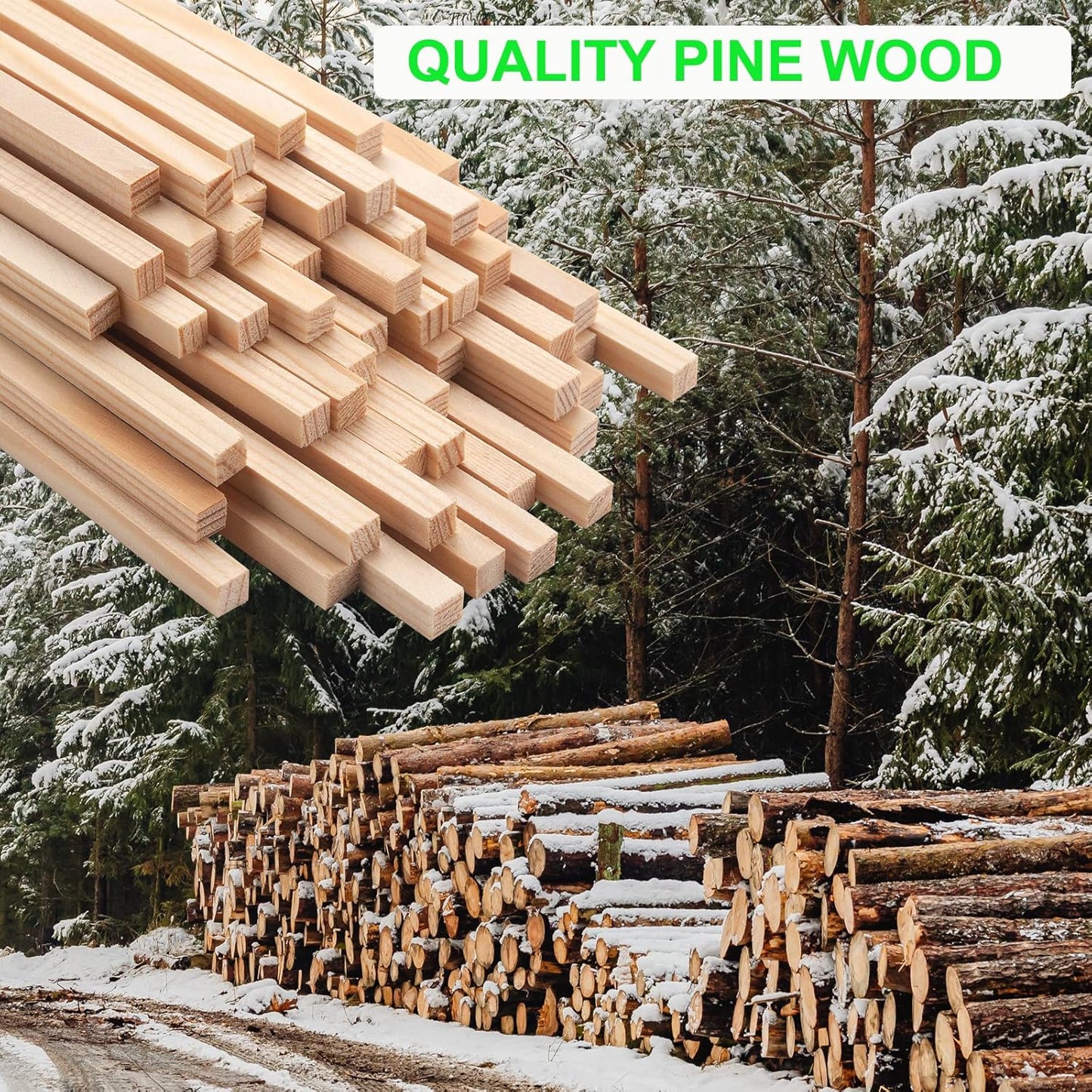 1/4" x 15"Square Wooden Dowel Rods, 50PCS Small Square Wooden Dowels Unfinished Wood Craft Sticks Hardwood Pieces Wooden Strips for Arts and DIYers, DIY Projects Home Decor Woodworking