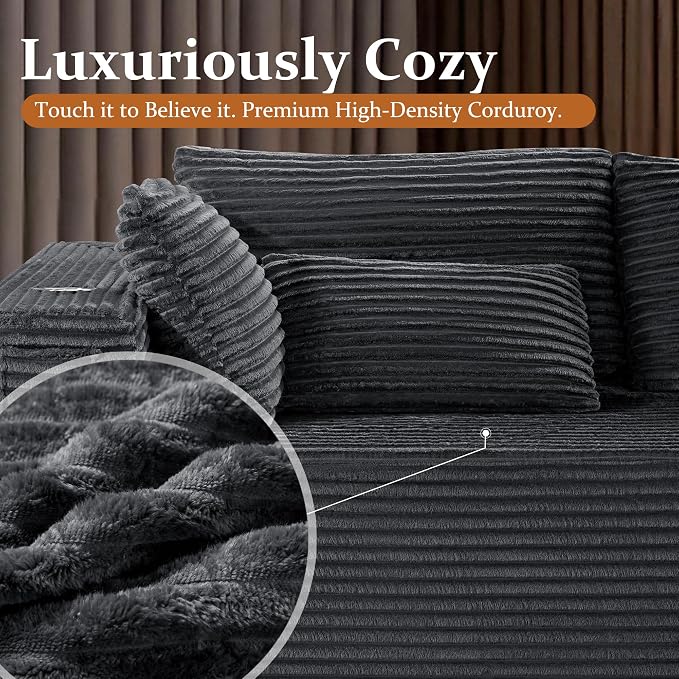 72" Cloud Sectional Couch, Comfort Sleep Sofa - Image 5