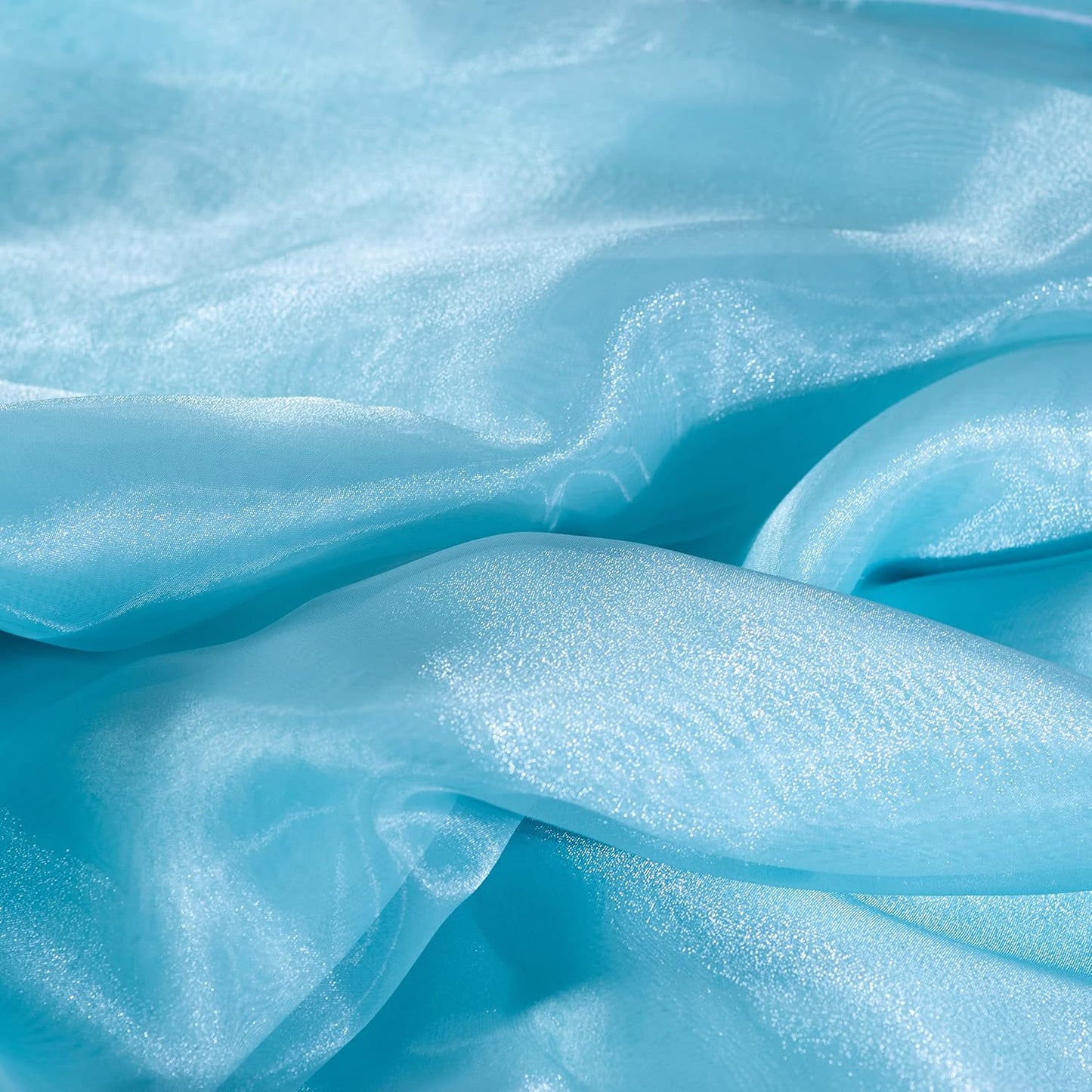 Fynite Organza Fabric | 10 Yards Long | 44" Wide | Bridal Solid Organza Bolt for Wedding Dress Fashion Craft Decorations - Silky Shiny Sheer - Light Blue