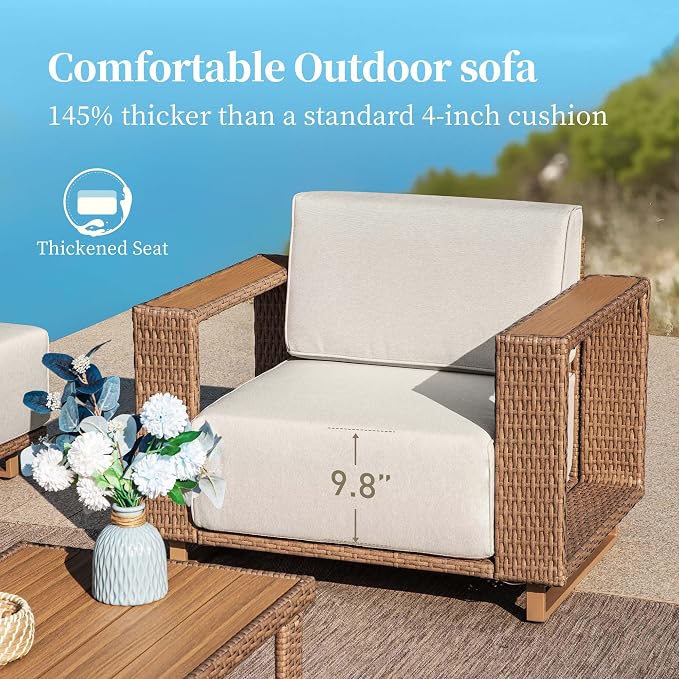 SUNSHINE VALLEY 2 Pieces Patio Furniture Set, Outdoor Rattan Wicker Armchairs - Image 2