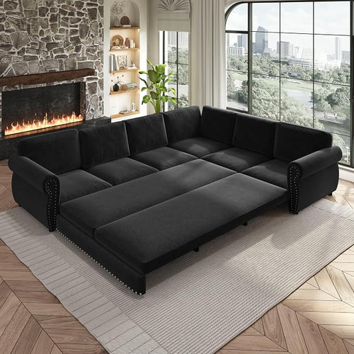 118" L-Shaped Sleeper Couch Bed by Unknown