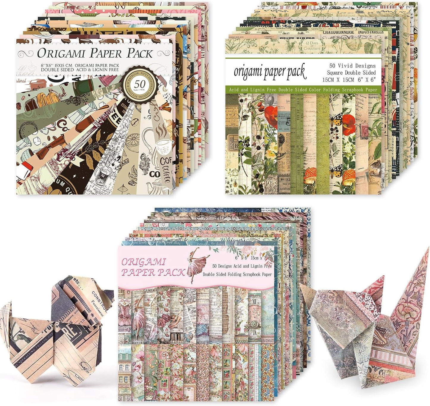 Origami 6x6 Paper Kit 150 Sheets 150 Vivid Colors Double Sided Same Printed Traditional Patterns Square for Arts Crafts Projects Japan Traditional Chiyo.Manor