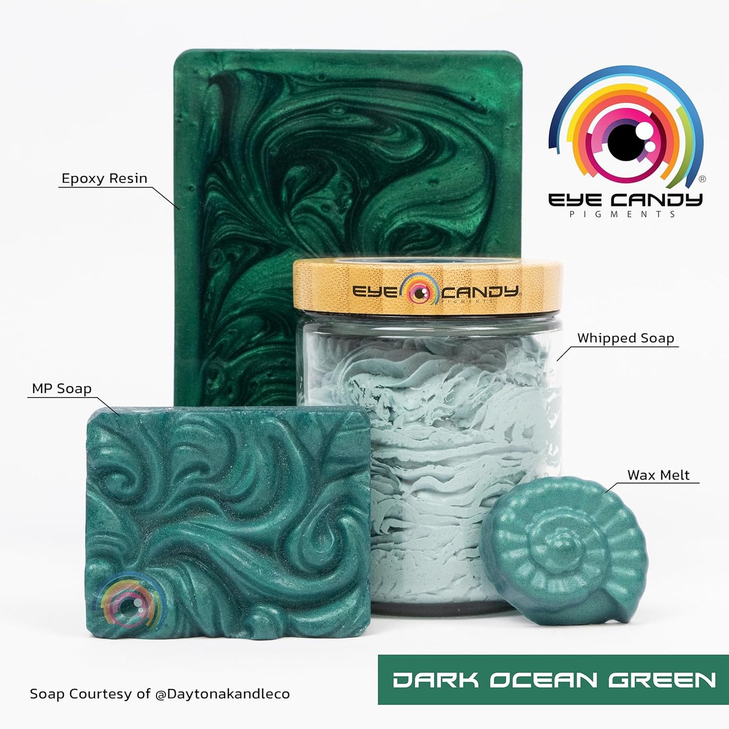 Eye Candy Pigments Premium Green Mica Powder - Dark Ocean Green (50gr) - for Epoxy, Resin, Soap, Paint, Woodworking, Acrylic Pouring, Bath Bombs, Fishing Lures - DIY Arts and Crafts Additive