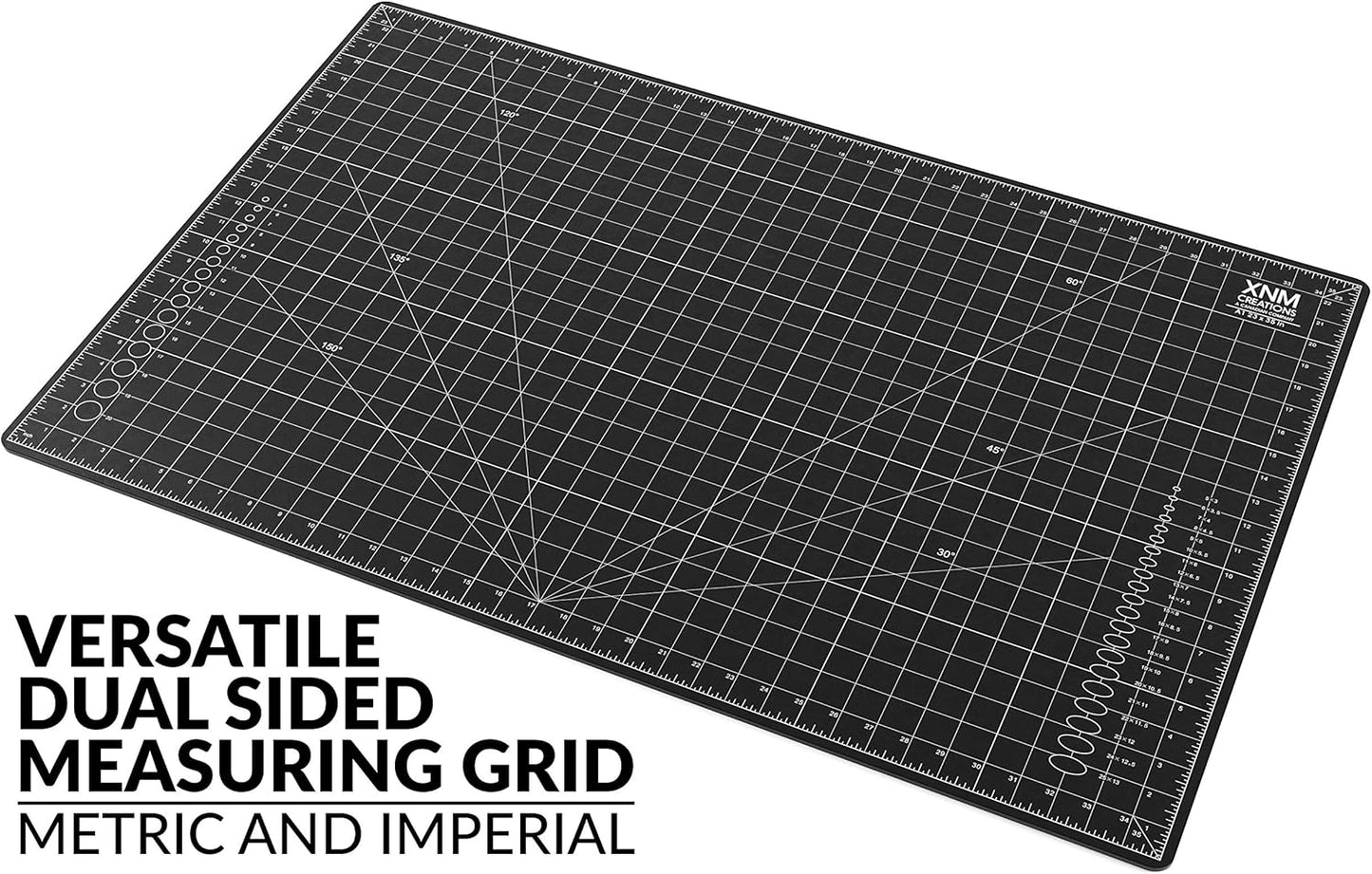 XNM Premium Self Healing Cutting Mat - 24 Inches by 36 inches - A1, 3 Layer Quality PVC Construction - Dual Sided, Imperial and Metric Grid Lines - Perfect for Cutting, Sewing, and Crafts