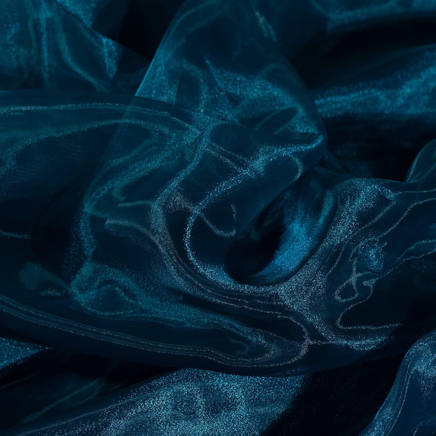 Fynite Sheer Organza Fabric | 1 Yard Long | 44" Wide | Bridal Solid Sheer Organza Bolt for Wedding Dress Fashion Craft Decorations - Dark Teal