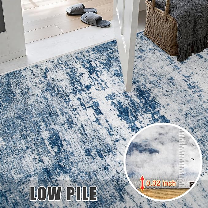 8x8 Area Rug Living Room Rug: Washable Modern Abstract Soft Thin Rug Indoor - Image 7