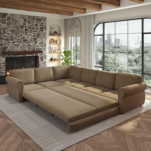 118" L-Shaped Sleeper Couch Bed by Unknown