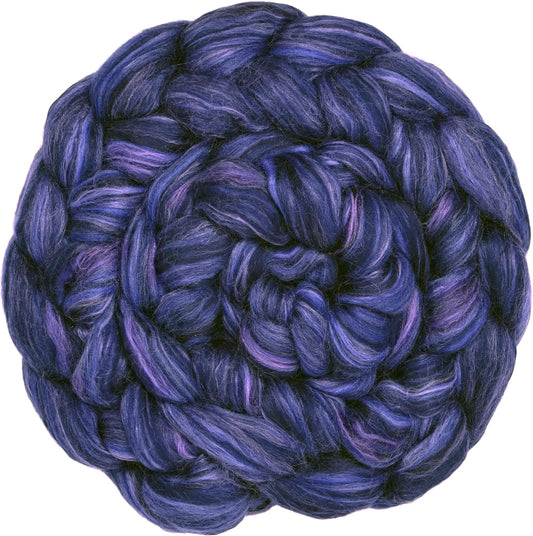 Merino Silk Luxe Tonal Designer Blend. Superfine Merino, Mulberry Silk, Tussah Silk. Top Roving for Spinning or Felting. Twilight Orchid 1oz
