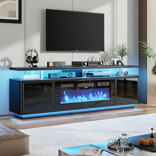 70" Fireplace TV Stand with Double LED Lights by Unknown