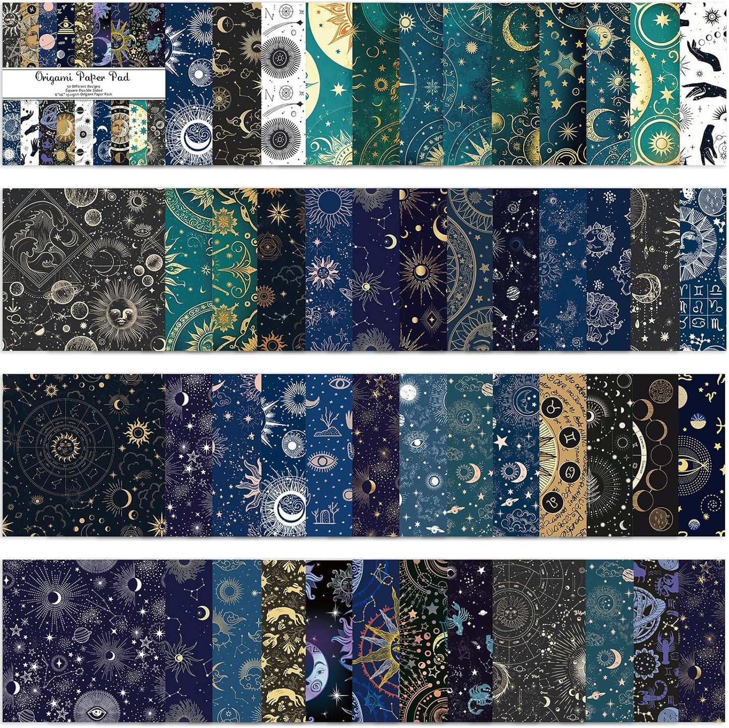 Origami Paper Kit 50 Sheets 70GSM 6 Inch Square Double Sided Color 50 Vivid Japanese Washi Chiyo Colors for Hand Crafts Origami Paper Arts Creativity.Constellation