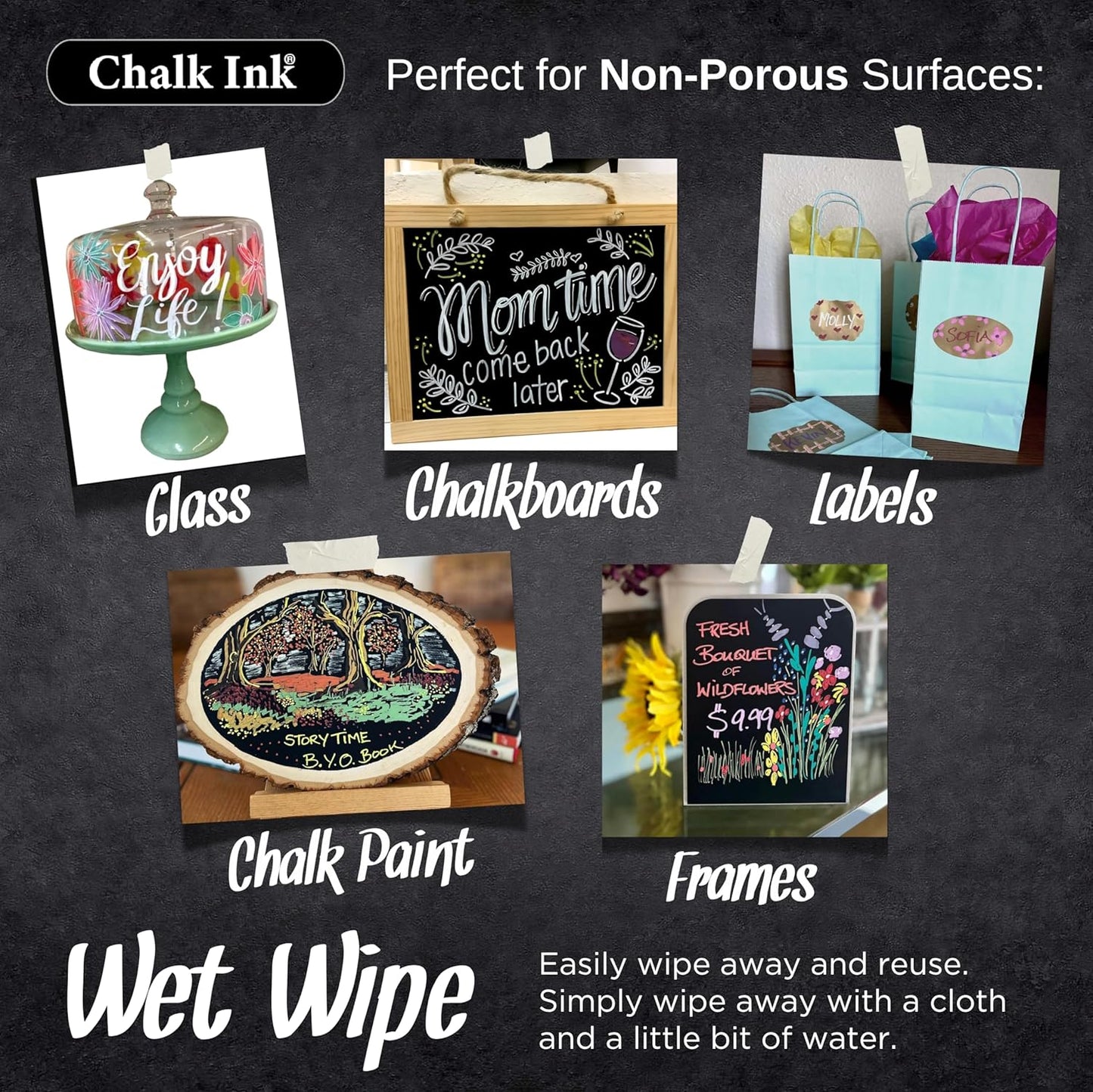 Chalk Ink Chisel Tip Wet Wipe Chalk Markers (Maui Sunset, 6mm, 6 Pack)