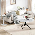Hooseng Set of 2 Round Coffee Tables, Faux Marble Top and Modern Tempered by Hooseng
