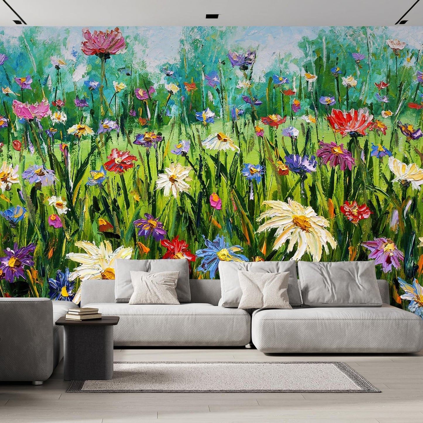 wall26 Wall Sticker/Wall Mural Wildflower Abstract, Not Peel and Stick, Non-Woven Wallpaper Decorative for Bedroom, Living Room, Office - 108x120 inches