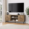 Smuxee Walnut TV Stand with Fluted Diamond Doors, 55.12" Mid Century Modern TV by Smuxee