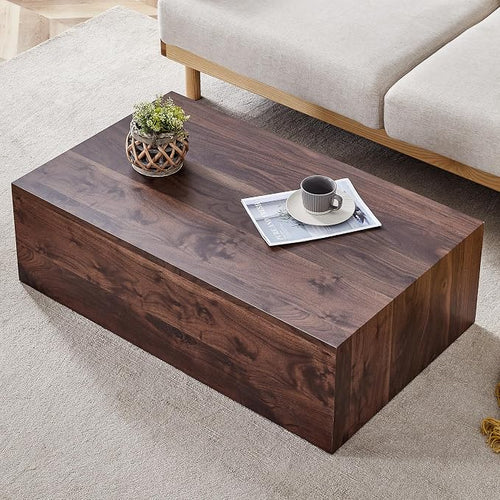 39.3'' Wood Coffee Table with Wood Grain, Rectangular Low Tables by KTRolster