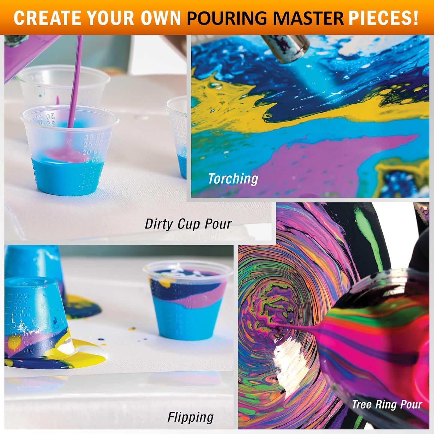 POURING MASTERS Deep Ocean Teal Acrylic Ready to Pour Pouring Paint - Premium 8-Ounce Pre-Mixed Water-Based - for Canvas, Wood, Paper, Crafts, Tile, Rocks and More