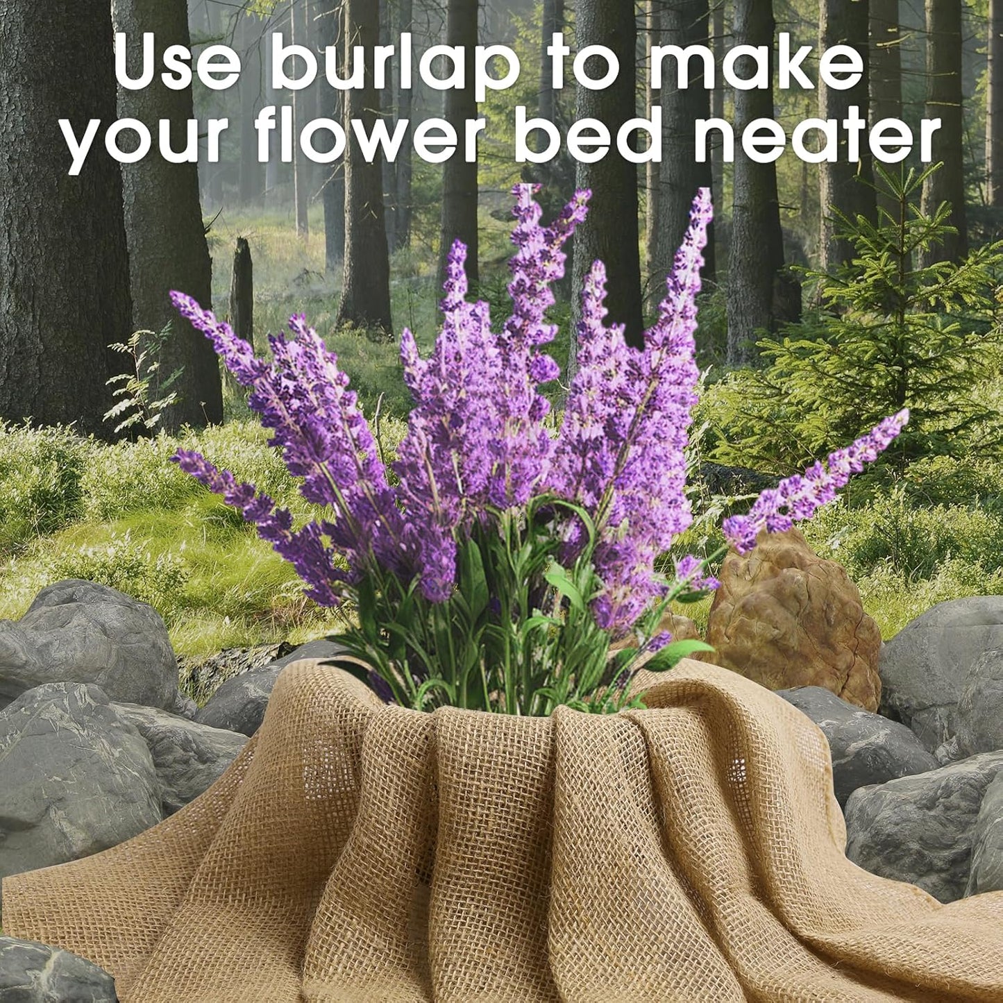 Burlap Fabric - Garden Burlap Fabric Roll Natural Jute Outdoor Fabric Burlap Weed Barrier Trees Trunk Wrap for Crafts Farmhouse Gardening Table Decor for Crafts (19.7" x 30 Feet)