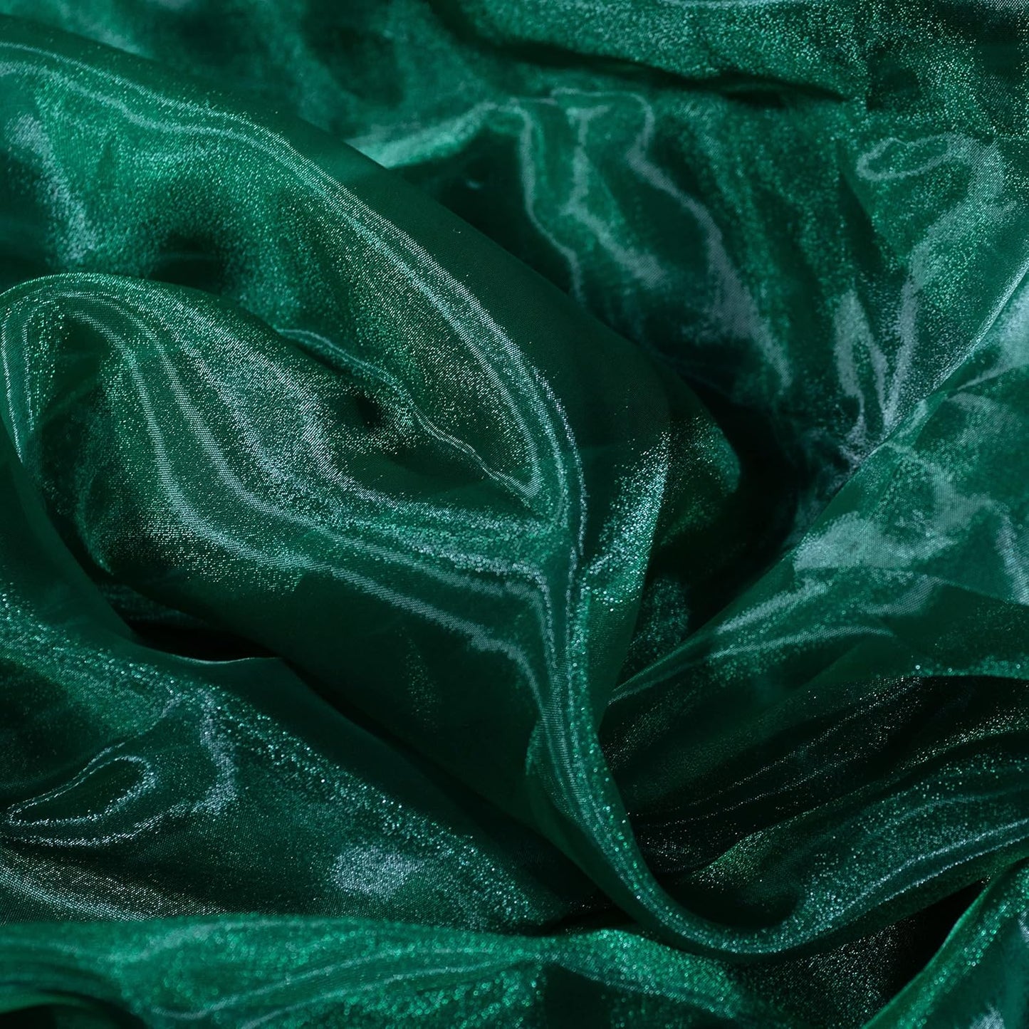 Fynite Sheer Organza Fabric | 5 Yards Long | 44" Wide | Bridal Solid Sheer Organza Bolt for Wedding Dress Fashion Craft Decorations - Hunter Green