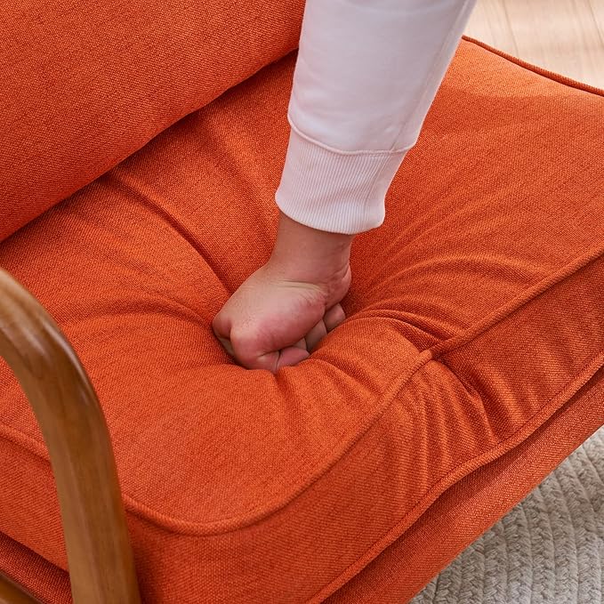 Bonnlo Burnt Orange Accent Chairs Set of 2, Upholstered Mid Century Modern - Image 3
