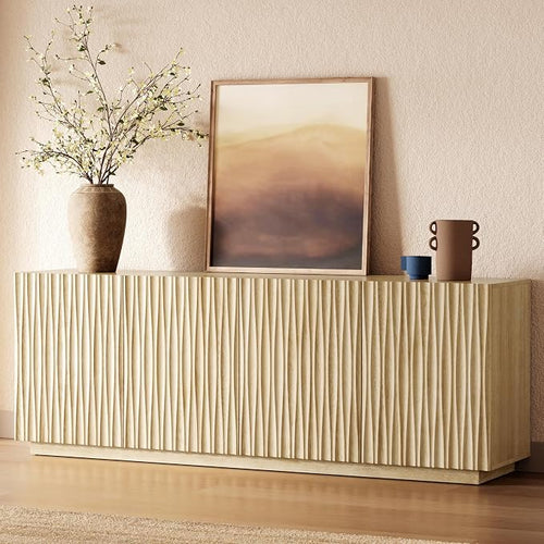 70" Fluted TV Stand for TVs Up to 50/55/65/75", Mid-Century Modern by BEDEEP