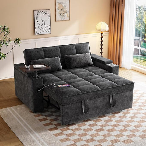 65" Chenille Convertible Sofa Bed by IGHOVEATFURNITURE